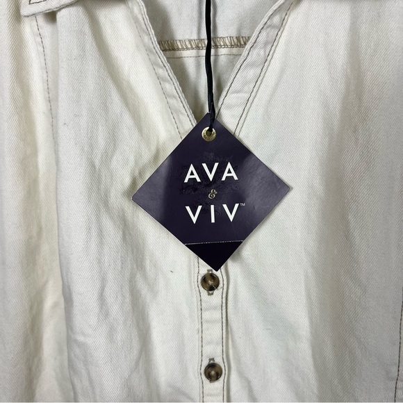 Ava & Viv Women’s Cream Plus Size Button-Down Dress Size 1X - Picture 6 of 11